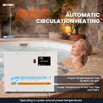 Mxmoonant SPA Heater, 11KW 220V Swimming Pool & Hot Tub Water Heater | Touchscreen Thermostat, Above Ground & Inground Pool Compatible, Spa & Bathtub Compatible