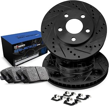 R1 Concepts Front Brake Kit Fits 2019-2022 Acura RDX| Semi Met Pads, Drilled Slotted Rotors| Hardware| 12.4" Front