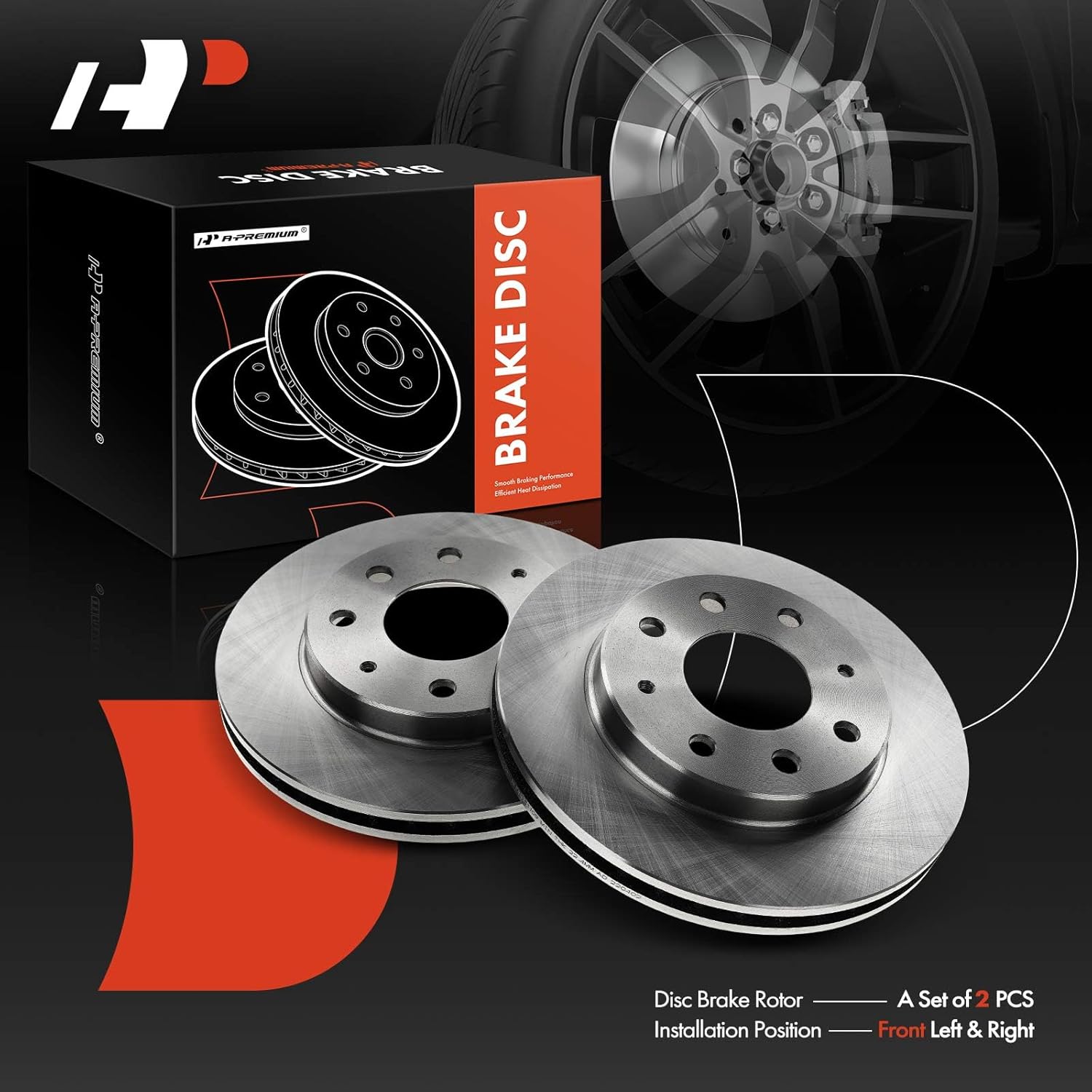 A-Premium 10.12 inch (257mm) Front Vented Disc Brake Rotors Compatible with Select Hyundai, Mitsubishi, Eagle and Plymouth Models - Sonata, Tiburon, Elantra, Lancer, Expo, Galant, Colt, Summit, 2-PC