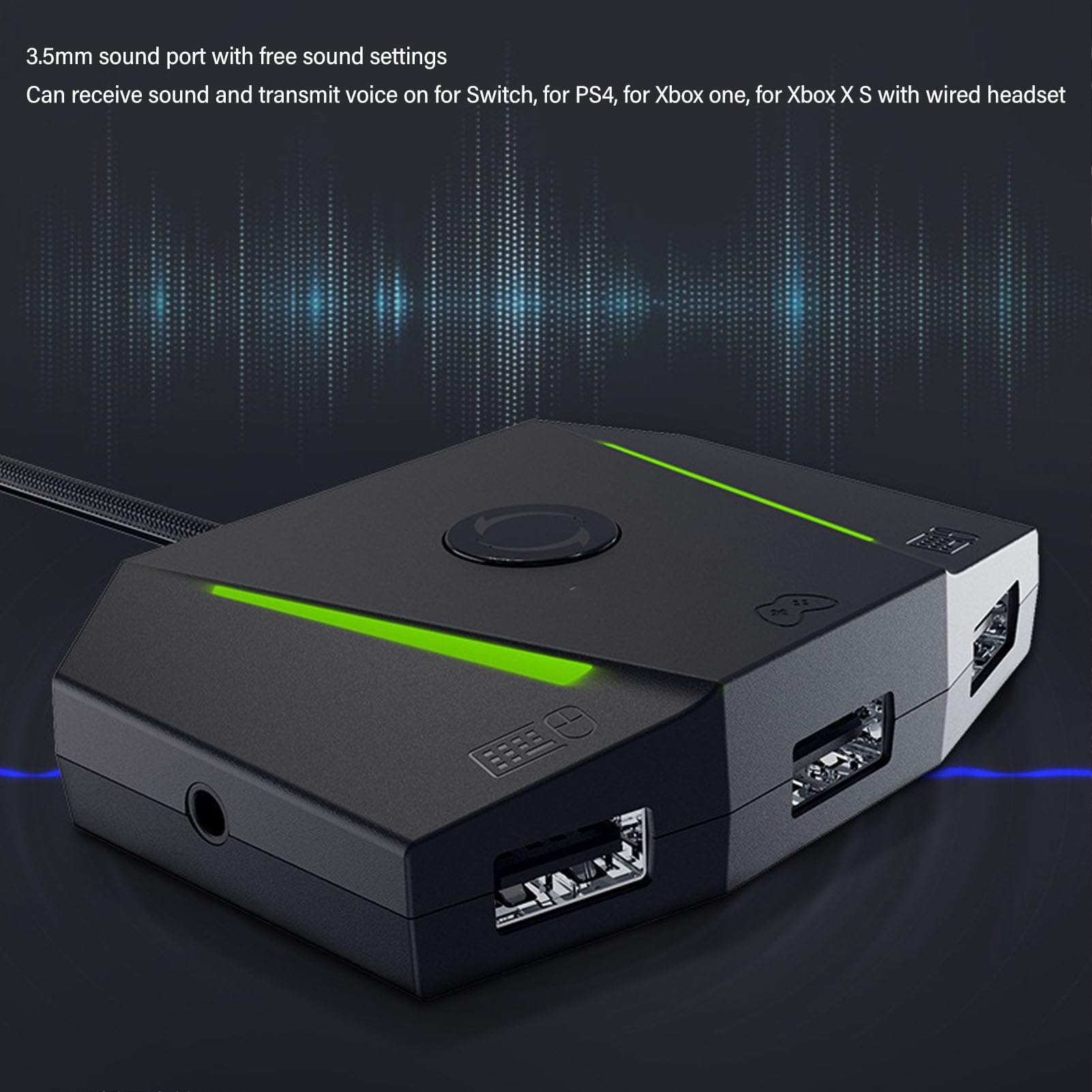Convertitore Tastiera e Mouse, Adattatore per Controller di Gioco in ABS Durevole con Jack Audio da 3,5 Mm per One Switch, Plug and Play, per Giocatori (Scatola di mira VX2)