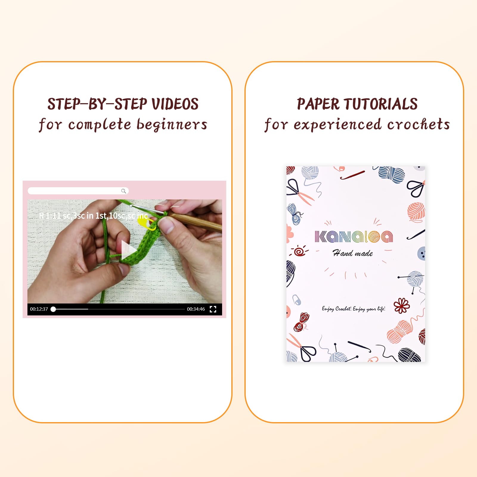 KANALOA Kits de ganchillo para principiantes, juego de punto hecho a mano con hilo, ganchos, tutoriales en video, bonitos regalos para adultos, mujeres, mini cartera vintage Kisslock monedero bolsa de