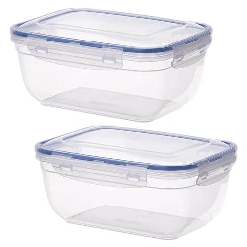 Superio Plastic Food Storage Containers with airtight Lid for Pantry, Fridge- BPA Free, Leakproof Sealed Container- Microwave, Dishwasher and Freezer Safe, Clear (17 Cup- 2 Pack)