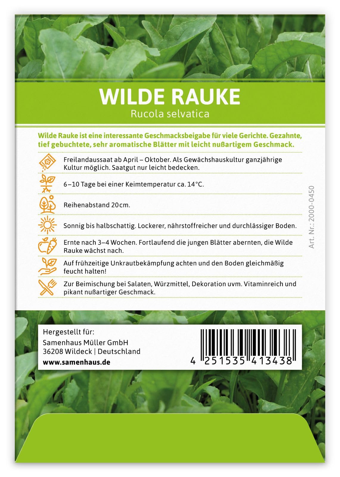 FLORTUS 2000-0450-100x Wilde Rauke (100 Tütchen) (Wilde Raukesamen)