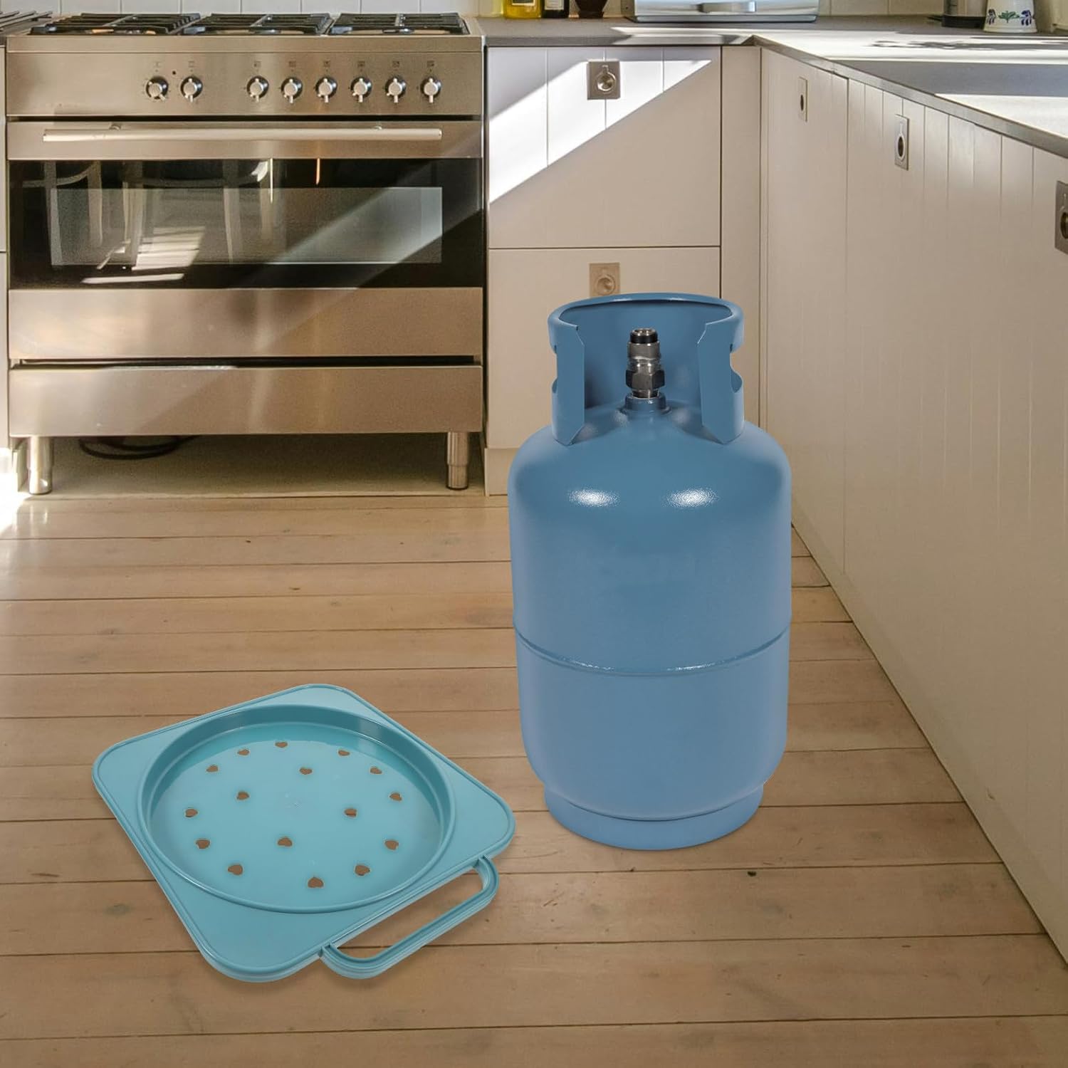 COLLBATH Portable Propane Tank Holder Pp Cylinder Cart with Wheeled Base and Handle, Sturdy Construction Resistant to Wear, Cylinder Fixed Rack for Kitchen Use