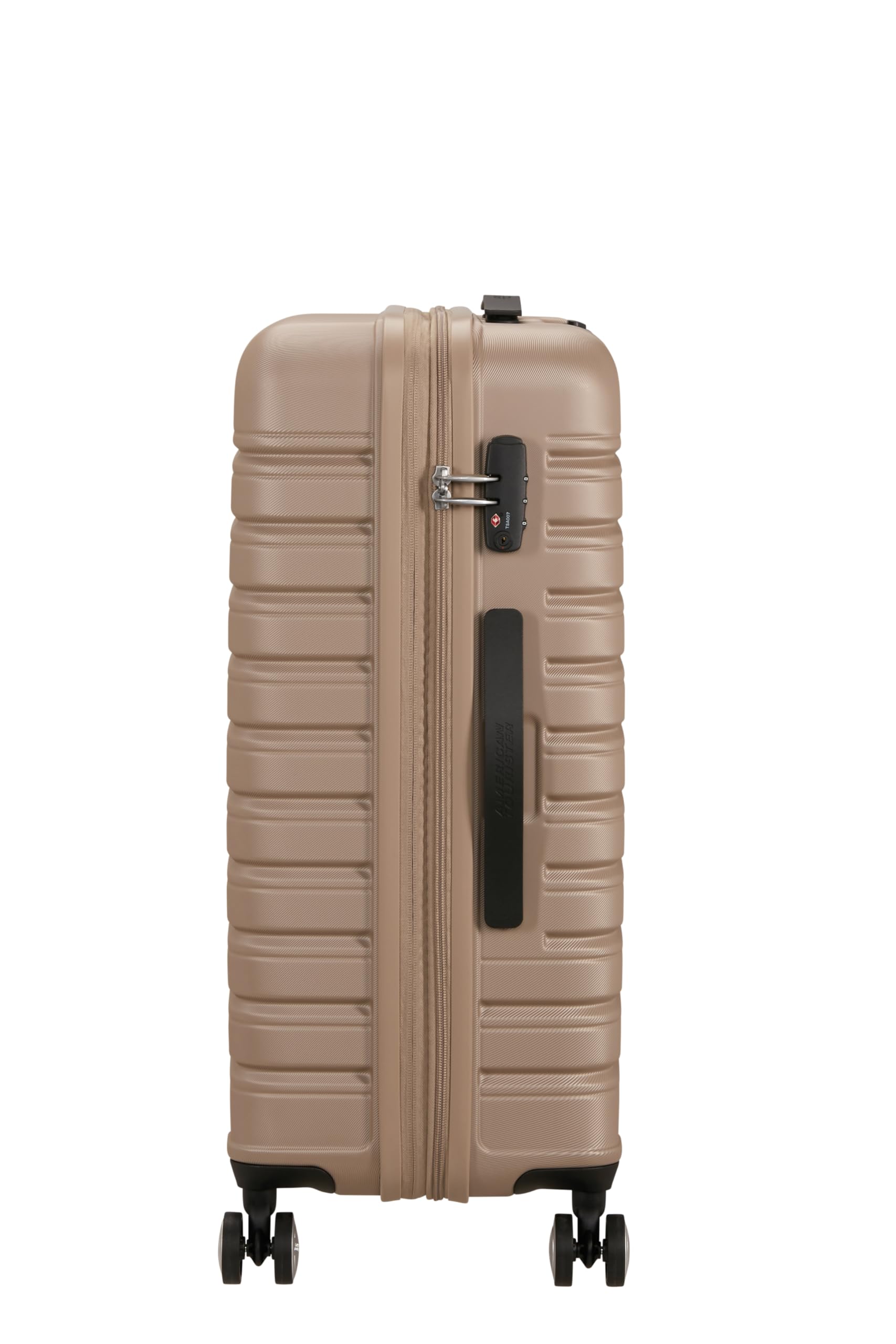 American Tourister Flashline - Étui Rigide de Taille Moyenne 67 cm, Extensible, étui de Voyage à 4 roulettes, Serrure TSA, 69/75 L, Or Ivoire