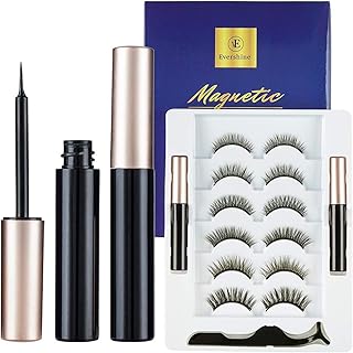 Magnetic Eyelashes and Eyeliner Kit, 6 Pairs Magnetic Corner Eyelashes Magnetic Eyeliner for Magnetic Eyelashes Set,Upgraded 3D Magnetic Eyeliner and Magnetic Eyelash Kit - No Glue Needed