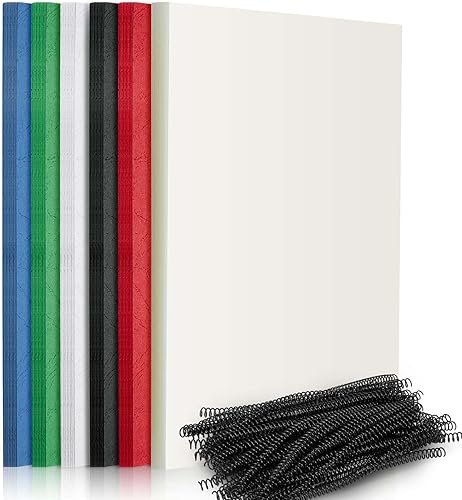 Ctosree Juego de 50 tapas y peines de 50 cubiertas de PVC transparente de 8.5 x 11 pulgadas, 50 peines de encuadernación en espiral, 50 fundas de