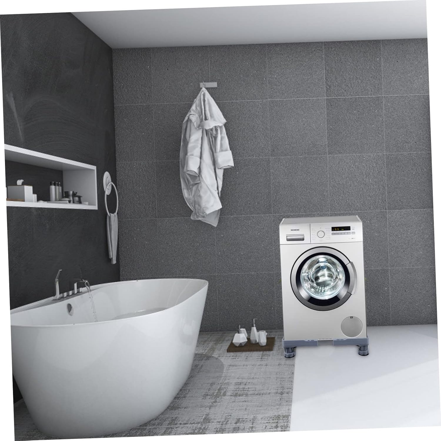 Multi-functional Washer Stand Adjustable Height Sturdy Base for Washing Machine Fridge and Dryer Easy to Move Locking Wheels and Pads