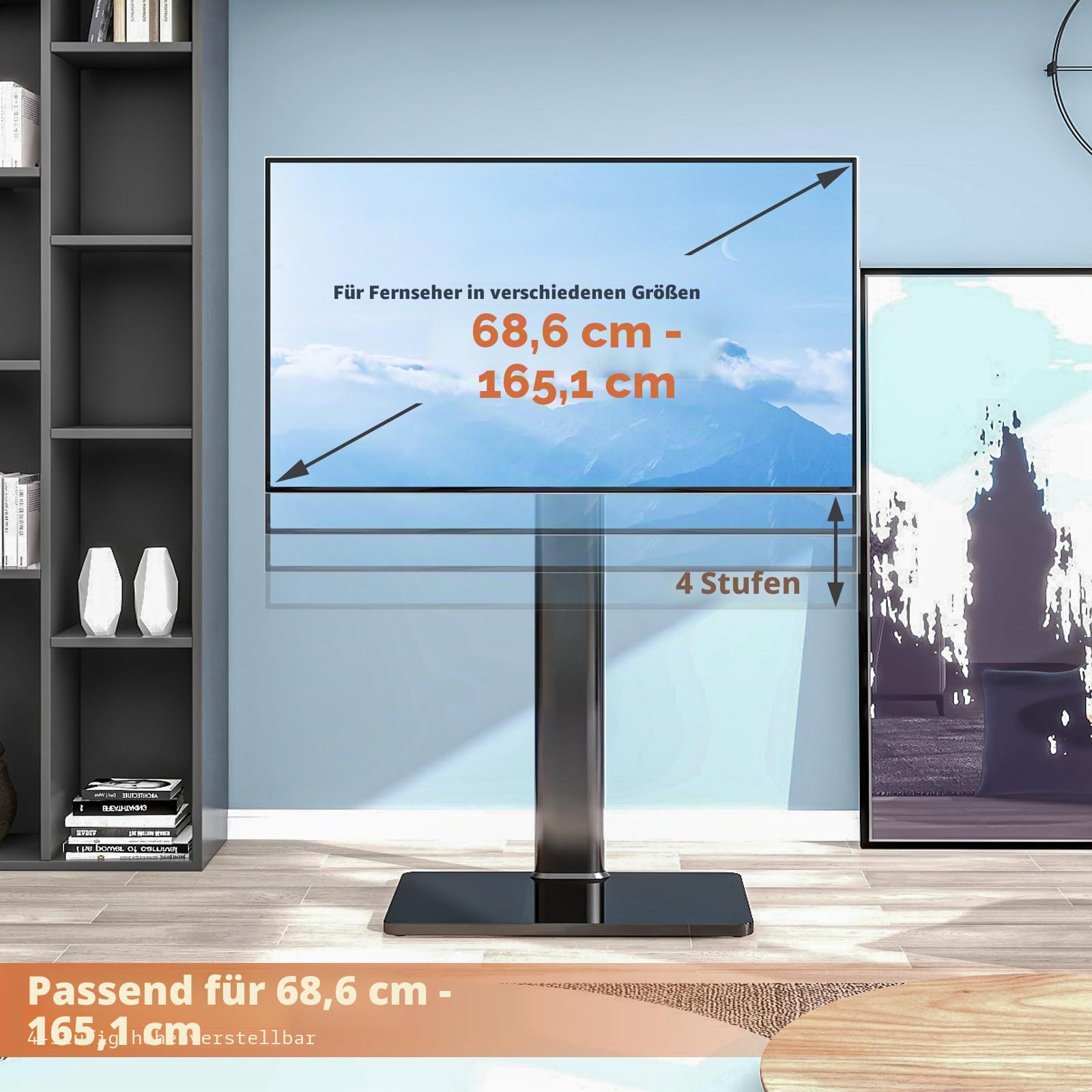 Universal TV Ständer, Fernseher Ständer für 27 bis 65 Zoll LCD, LED OLED TVs, 80 Grad Schwenkbar TV Standfuss für Ecken, Schlafzimmer, bis 40 kg HT1002B