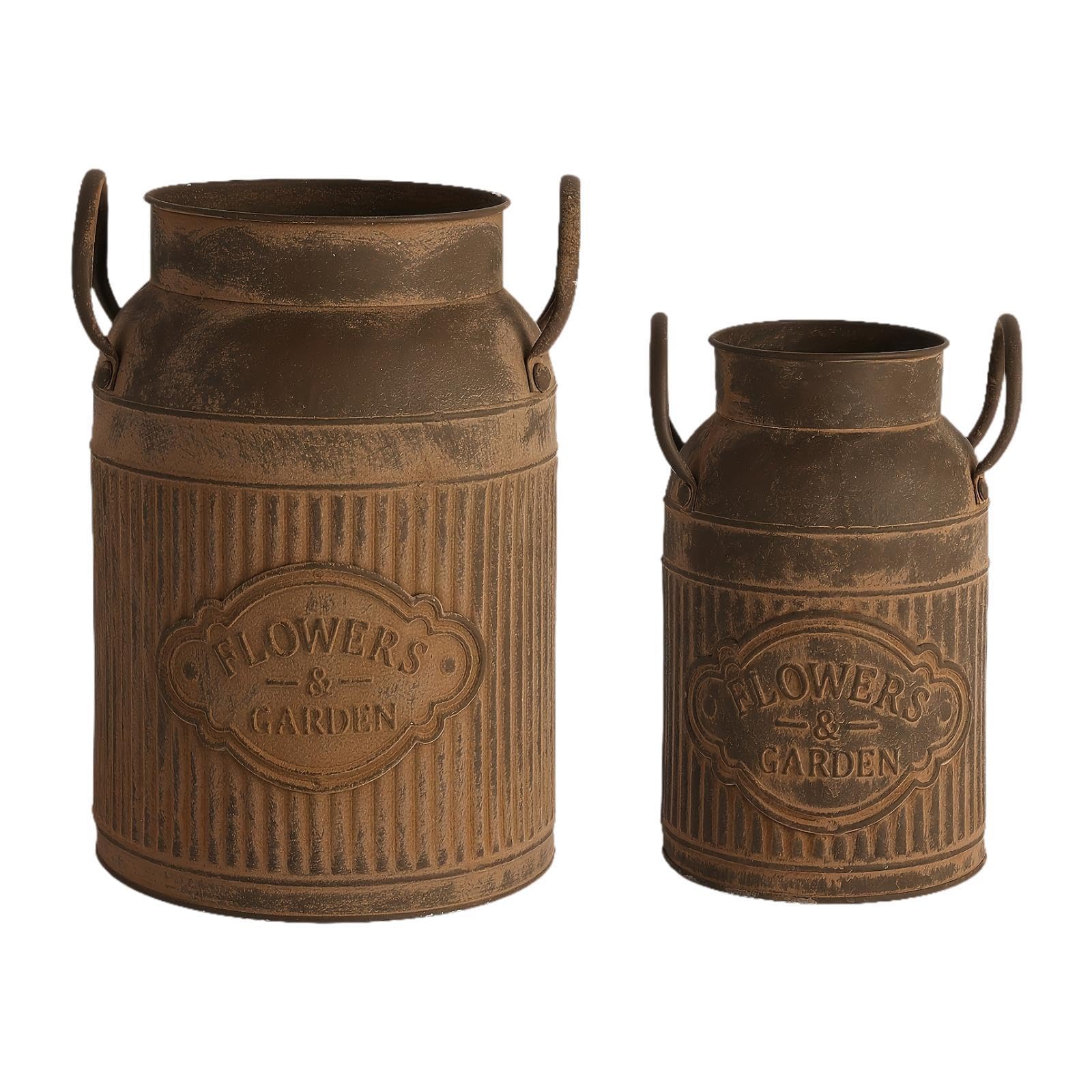 Vase style champêtre marron en lot de 2 pichets pour embellir votre terrasse