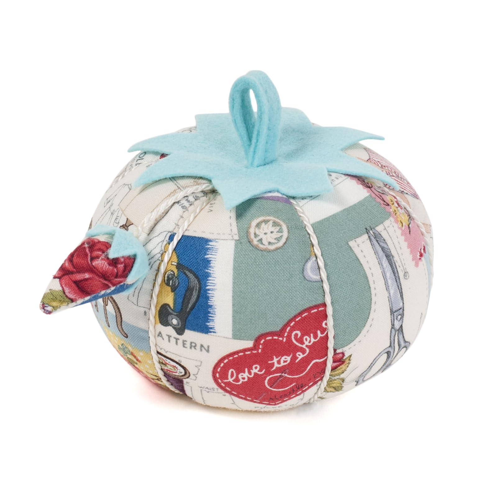 Hobby Gift Novelty Fabric Pincushion - 10.5 x 10.5 x 9cm - Tomato Sew Retro