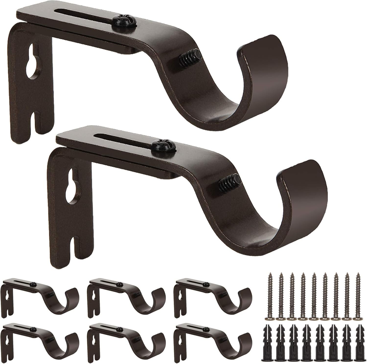 LISHINE 8 Pcs Curtain Rod Bracket for 1 Inch Rod