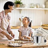 zurio Konyhai Robotgép 1300W - 5,5L Dagasztógép 10 Sebességgel, Csendes Kelesztő Funkcióval, Bolygómozgású Keverővel, Krémszínű 7