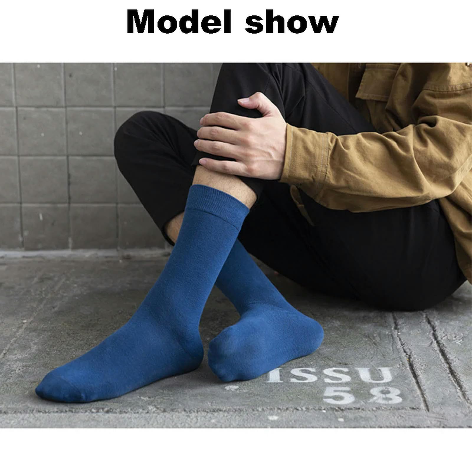 Calzini 10 Coppie Primavera Autunno Calze da Uomo di Cotone Dimensione 38-45 Calze Lunghe per Gli Uomini Calze da Abito Regali Maschili Business Casual Sox-5 Blu 5 Marrone-Taglia 38-44