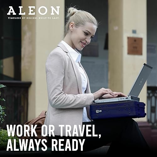 Miniatura 6 de Aleon Maletín de aluminio de alta calidad de 17 pulgadas para hombres, funda rígida a prueba de golpes para laptop con dos cerraduras de llave TSA
