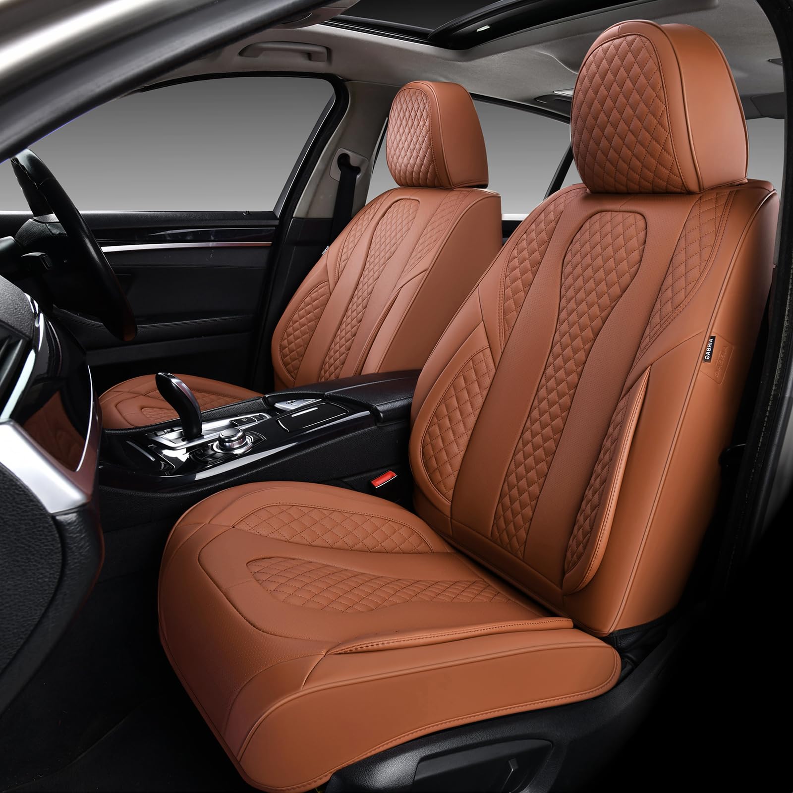 KEYOOG Car Seat Covers Full Set, 2-Seater Waterproof and Breathable Nappa Leather, Fit for Front Seats of Cars, Compatible with Airbags, Car Seat