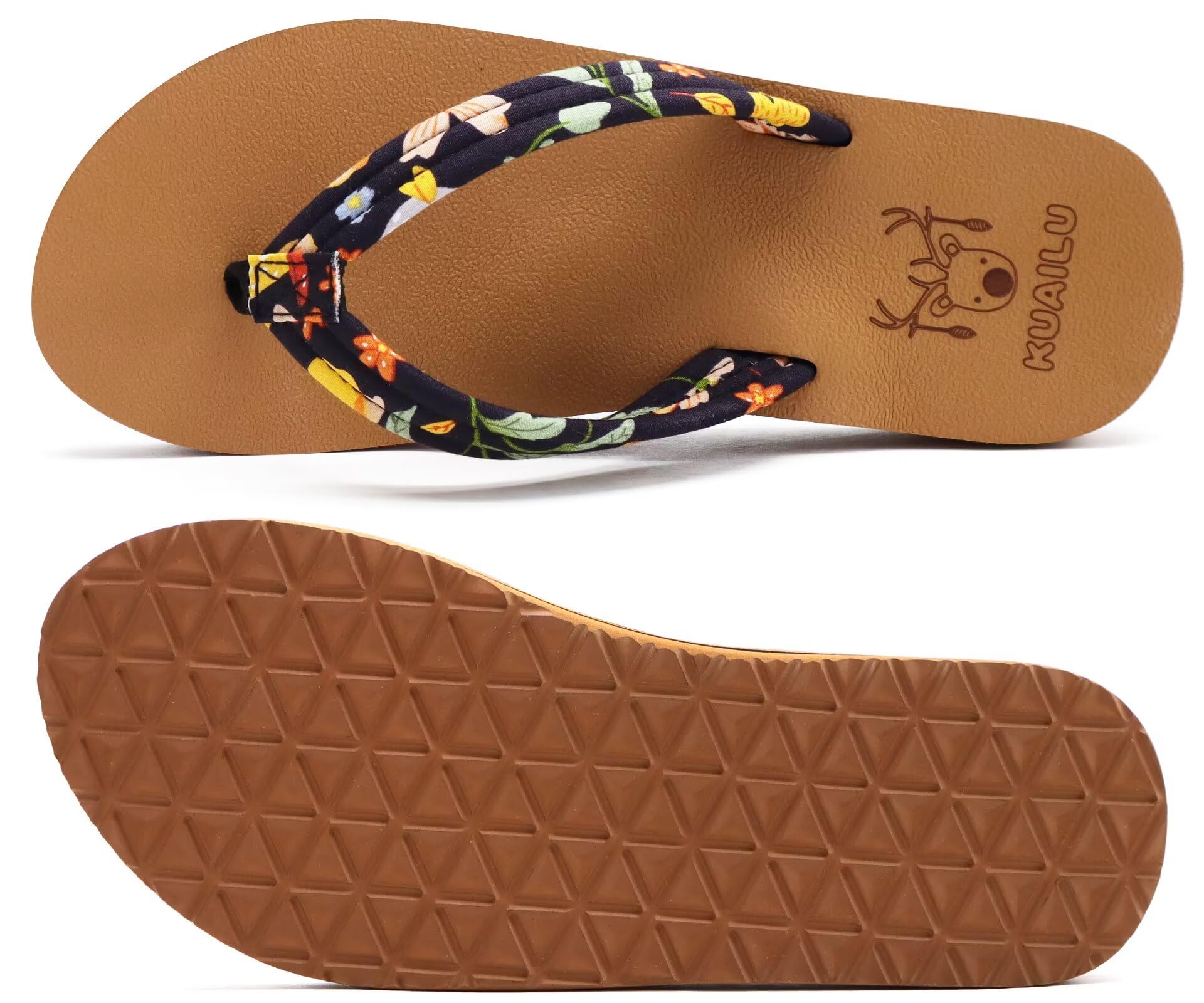 KuaiLu Tongs avec soutien de la voûte plantaire pour femme - Confortables, légères et douces - Tapis de yoga - Sandales de marche