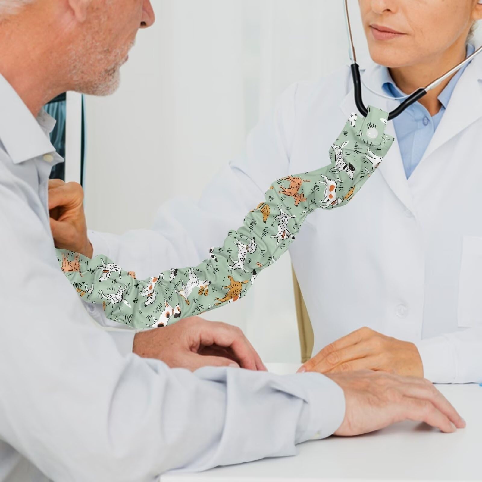 Uorisanigo Stethoscope Accessories Stethoscope Cover Cartoon Dog 2 Pack Stretchy Stethoscope Cover Sleeve for Nurses Doctor Stethoscope Protective Cover Soft Tube Shape Fabric