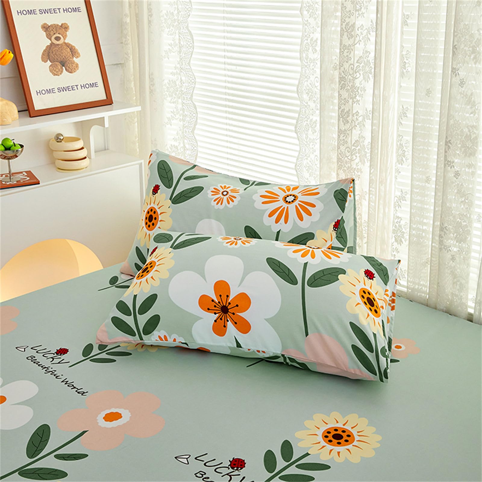 Odot Microvezel hoeslaken, geruite hoeslaken met diepe hoeken 30 cm, zachte ademende lakens, eenpersoons, tweepersoons, kingsize laken voor kinderen en volwassenen (180 x 200 x 30 cm, blauw geruit