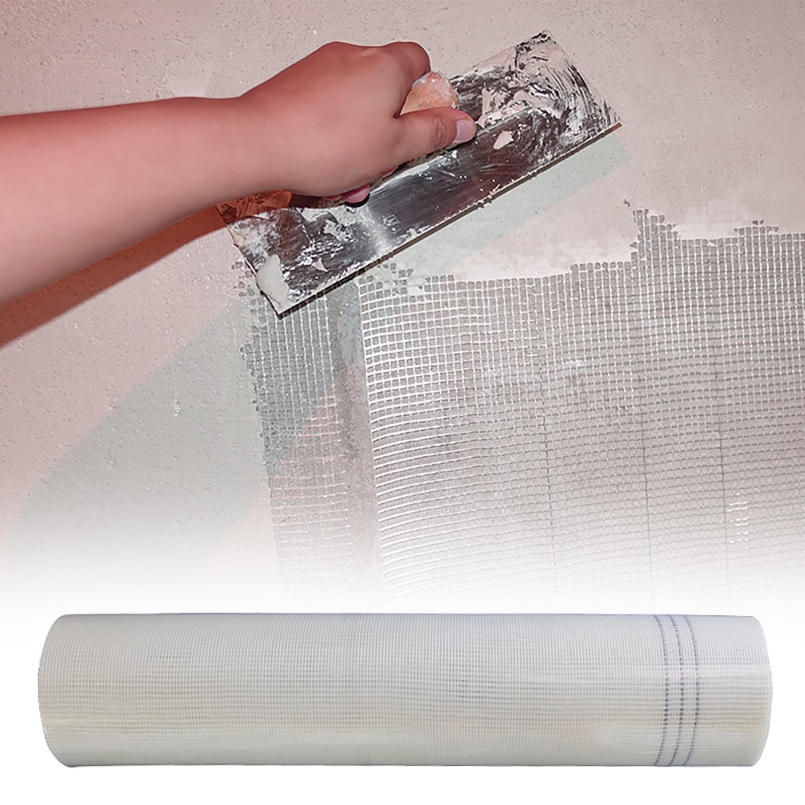 Rete in fibra di vetro per intonaco Rete in fibra di vetro for pareti in stucco, larga 3,2 piedi, for uso interno ed esterno, multicolori, dimensioni multiple(White,50mx0.3cm)
