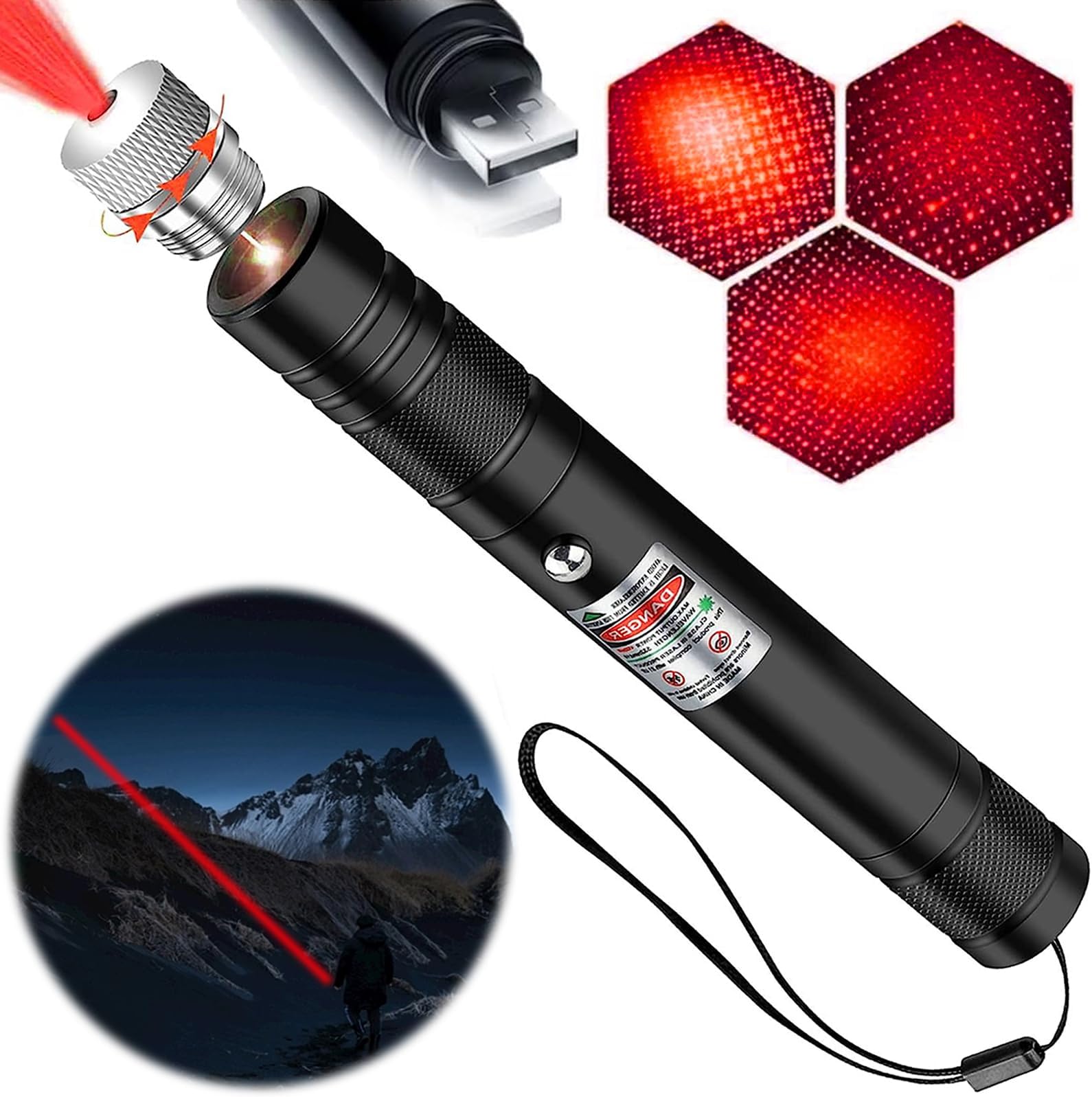 Laser High Power Pointer, Red Laser Pointer Indicator Light, Long Range Laser Pointer for Hiking, USB Charge