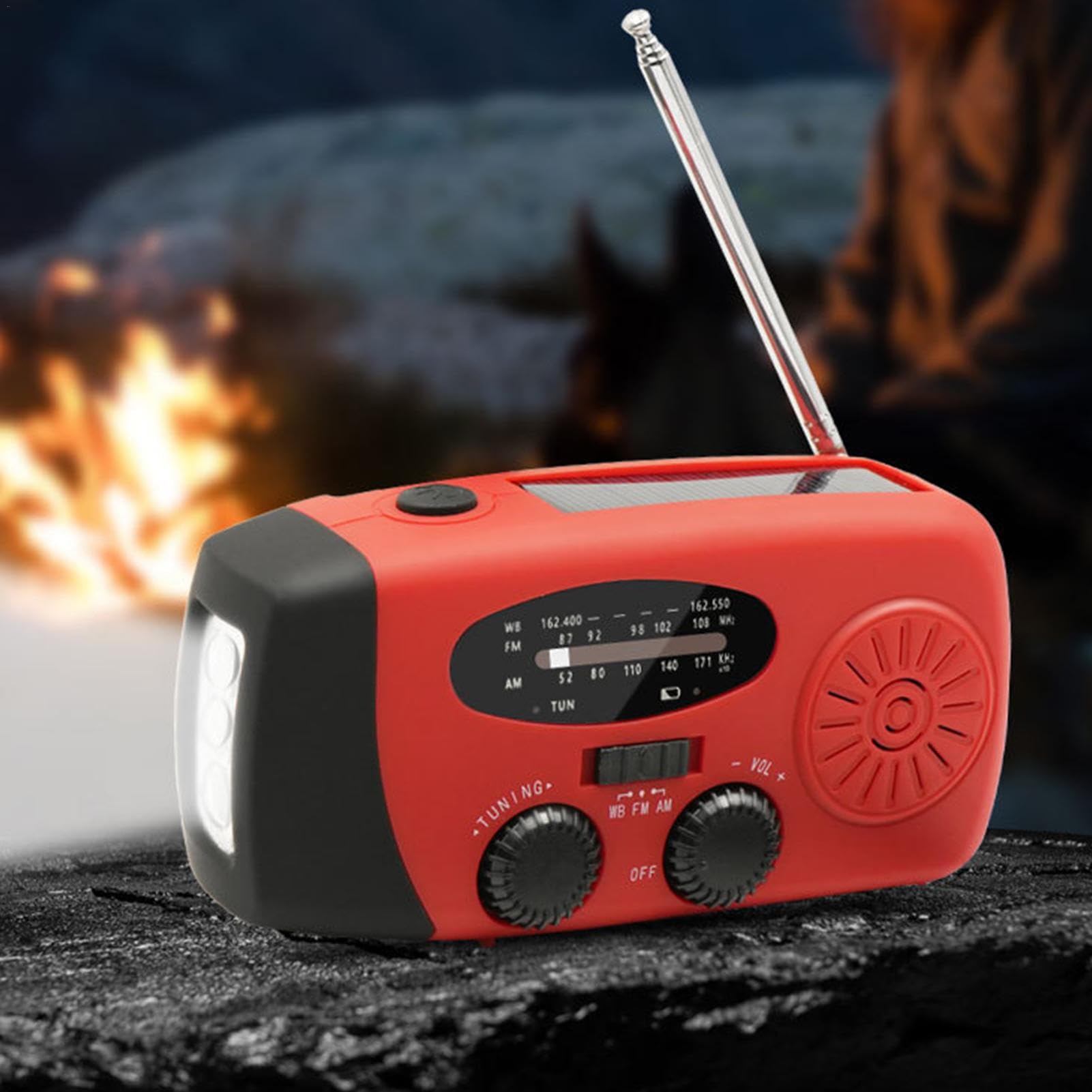 Radio de manivela,Radio Solar, Radio de Alerta portátil, Linterna Am/FM Radio portátil USB Solar manivela Carga para Interior al Aire Libre