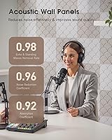 Vista 3 de Paneles acústicos autoadhesivos, paquete de 12 paneles de espuma a prueba de sonido para paredes, paneles de pared insonorizados de alta densidad