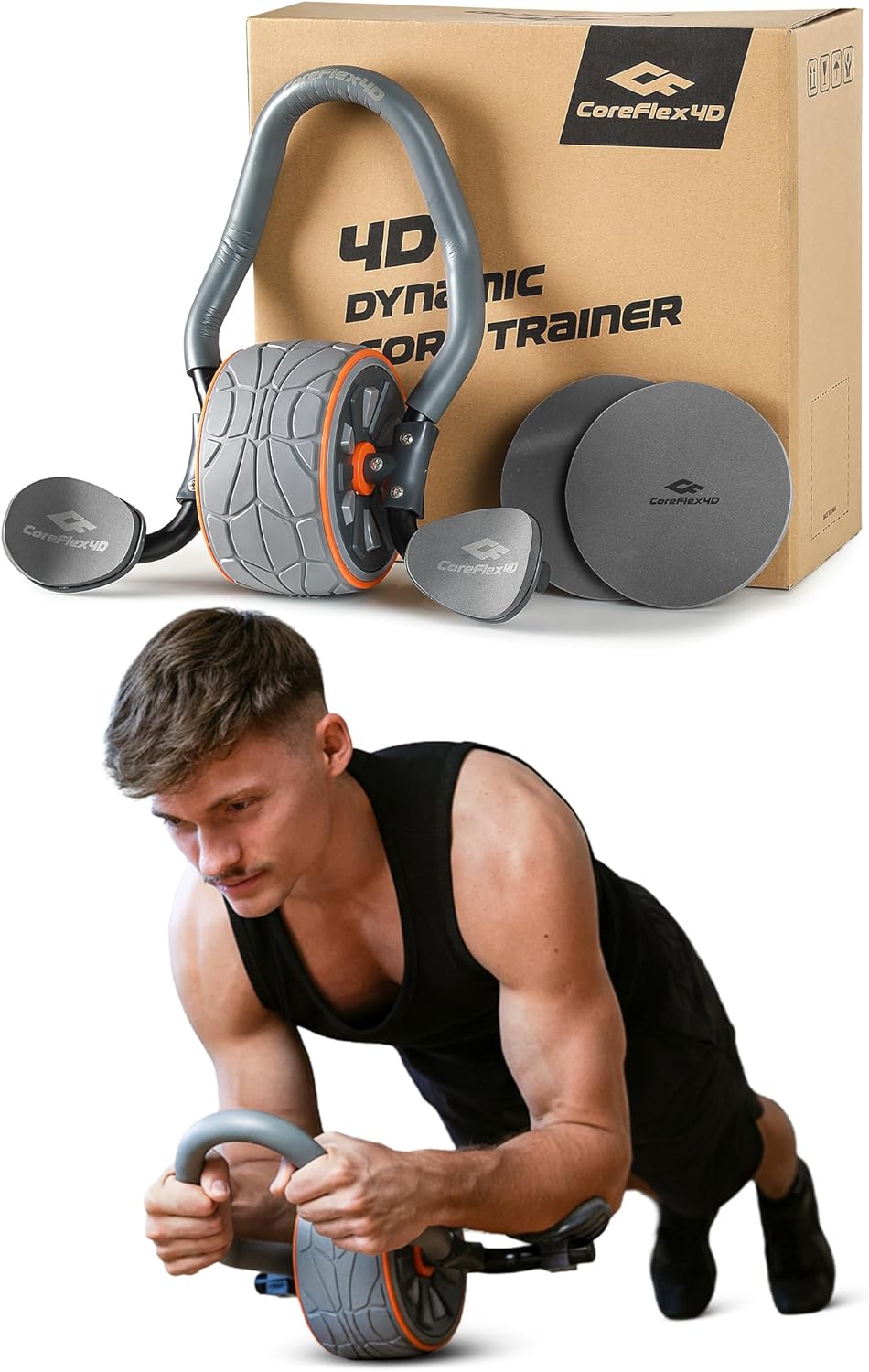 CoreFlex4D Ab Roller Wheel with Elbow Support – Dynamic 4D Core Workout Equipment for Abs, Obliques & Stability – Heavy Duty Home Gym Ab Machine for Strength Training & Full Body Fitness
