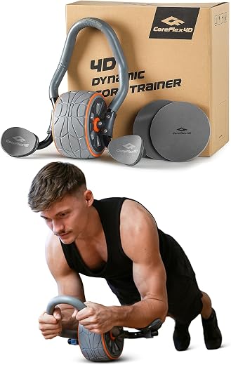 CoreFlex4D – Dynamic Core Trainer for Ab, Oblique & Full Body Workouts – Ab Roller with Elbow Support – Premium Core Stren...