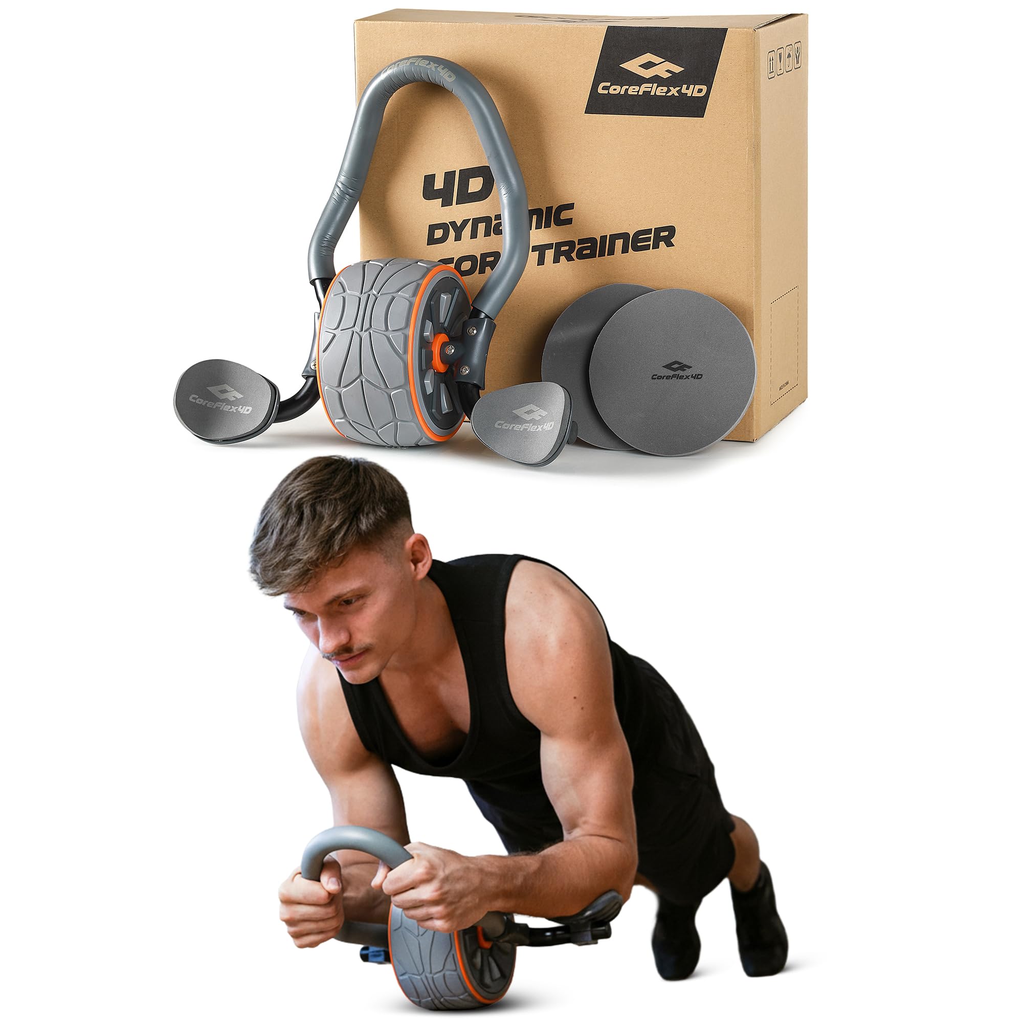 CoreFlex4D – Dynamic Core Trainer for Ab, Oblique & Full Body Workouts – Ab Roller with Elbow Support – Premium Core Strengthening Equipment for Home Gym Fitness