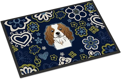 Miniatura 19 de Caroline's Treasures BB1449JMAT - Tapete de bienvenida de carlino negro, 24 x 36 pulgadas, tapete azul para puerta delantera, para interiores