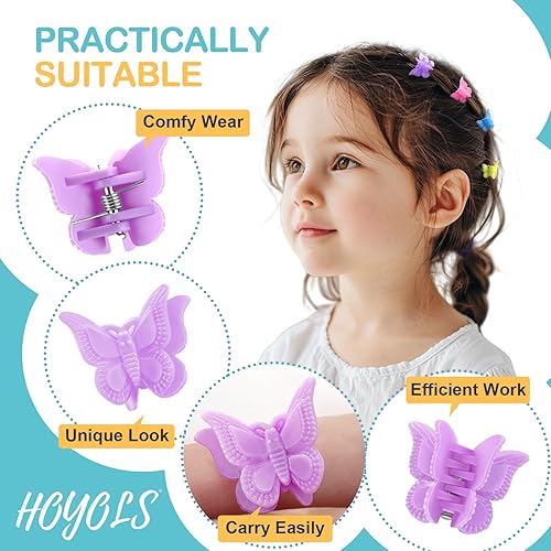 Miniatura 3 de HOYOLS Mini pinzas para el cabello de mariposa, pinzas pequeñas Y2K para niñas, mujeres y niños, bonitos accesorios de cabello de los años 90 para