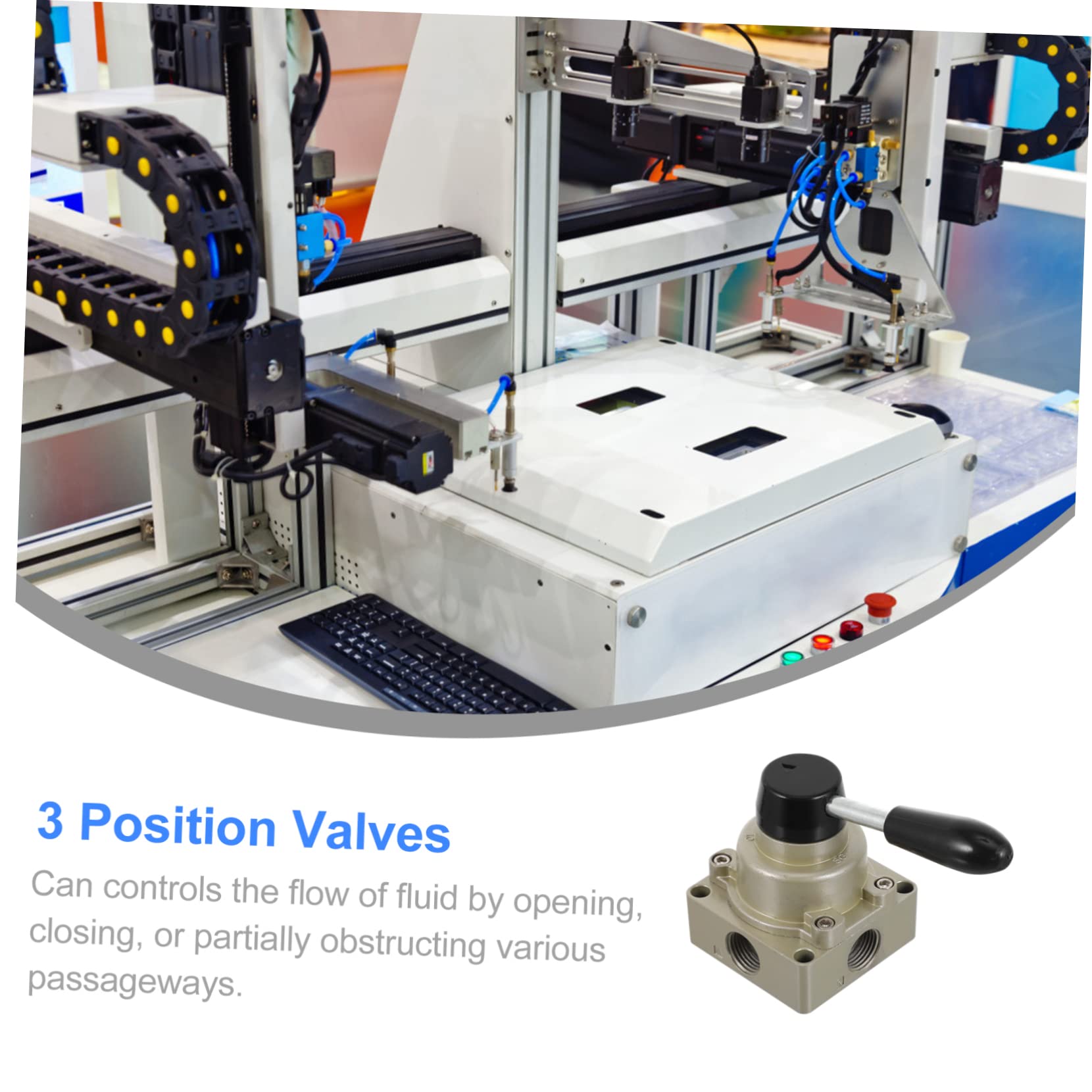 FUNOMOCYA Rotary Lever Hand Valves Air Flow Control Valve 3 Position 4 Way Valve Aluminum Alloy Constructi