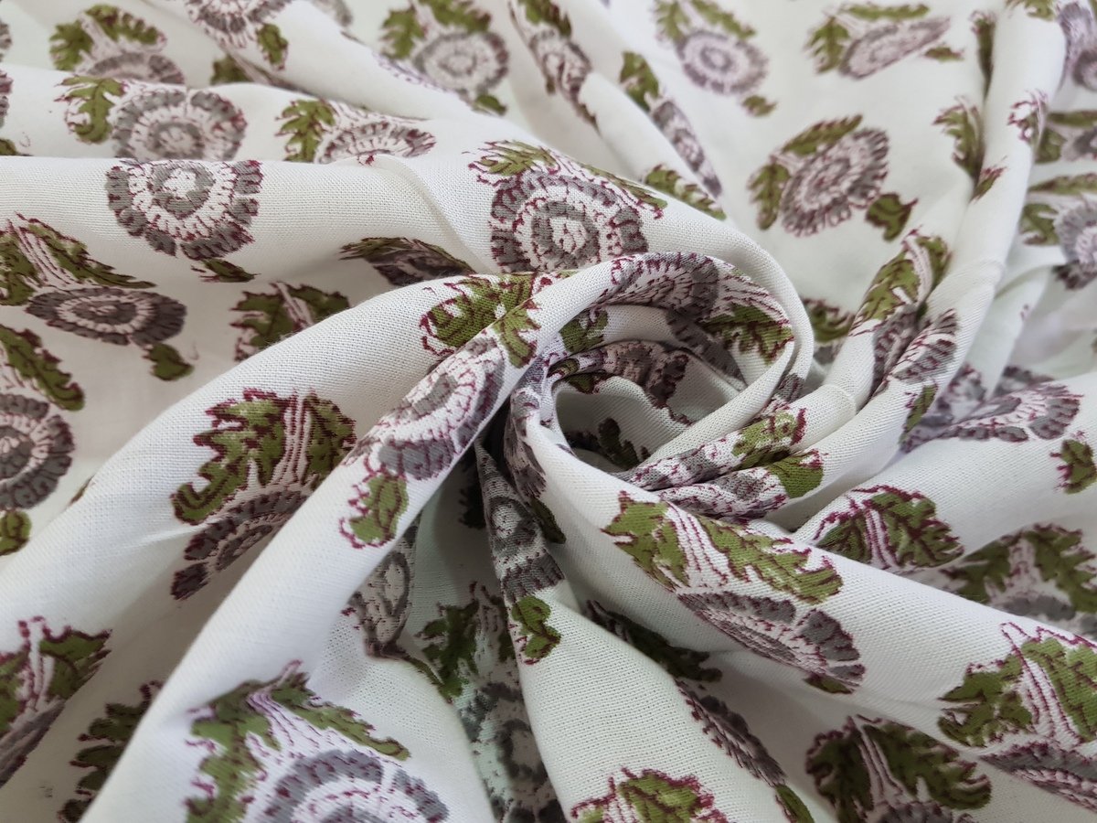 Traditional Jaipur Drukowana tkanina bawełniana na podwórku, indyjskie tkaniny z nadrukiem na letnią sukienkę, kurtis, szalik, poduszka, pokrowce na sofę (10 jardów)