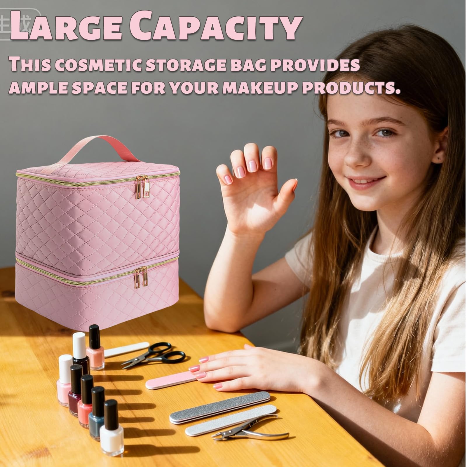 Rangement Vernis a Ongle Vernis Semi Permanent,Double Couche Rangement Onglerie pour 30 Flacons de Vernis à Ongles et Lampe à Ongles LED et De Technologie des