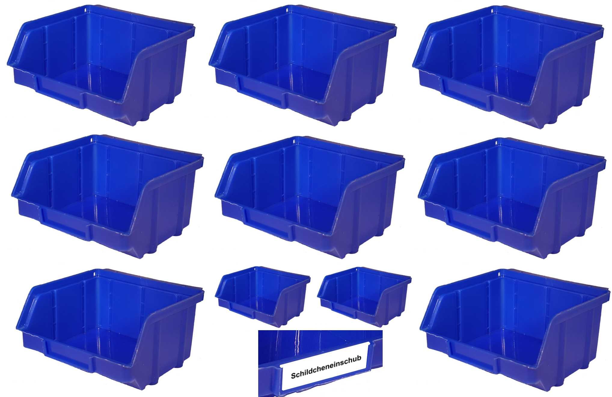 90 pezzi scatole impilabili blu GR. 1 (102 X 96 X 52 mm) Plastica PP scatola portaoggetti impilabile scatole con gancio per appendere