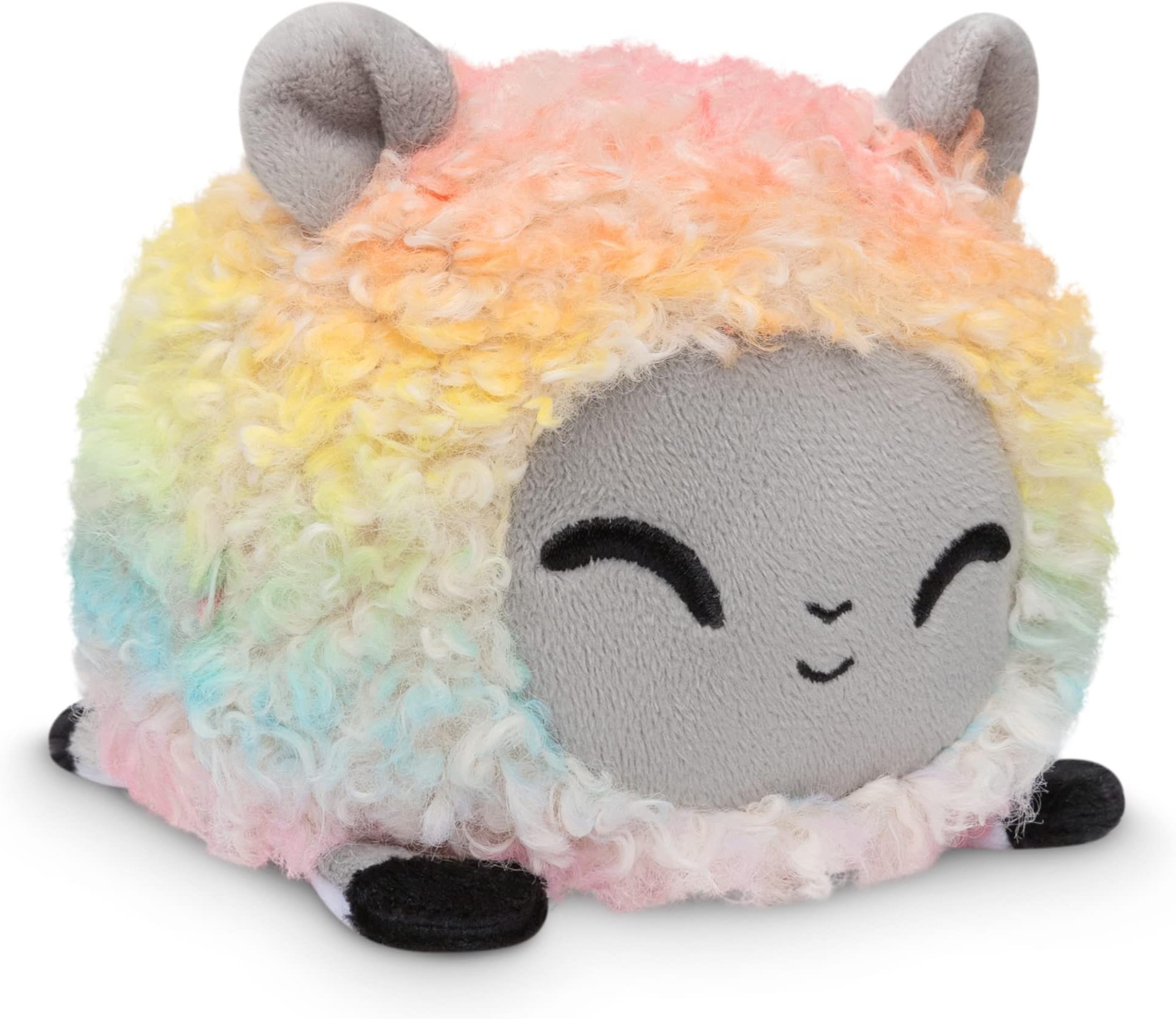 TeeTurtle - The Original Reversible Sheep Plushie - Pride - Gray + White Rainbow - Cute Sensory Fidget Stuffed Animals That Show Your Mood!