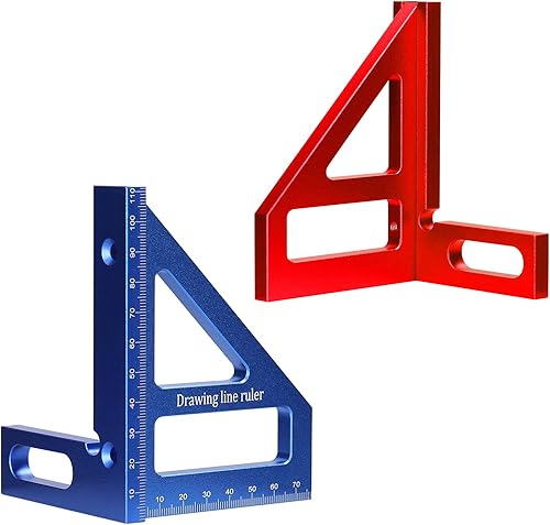 Miniatura 8 de ERYUE Regla de marcado, regla de medición de ángulo múltiple de aleación de aluminio, transportador cuadrado para carpintería, 45  90 , regla de
