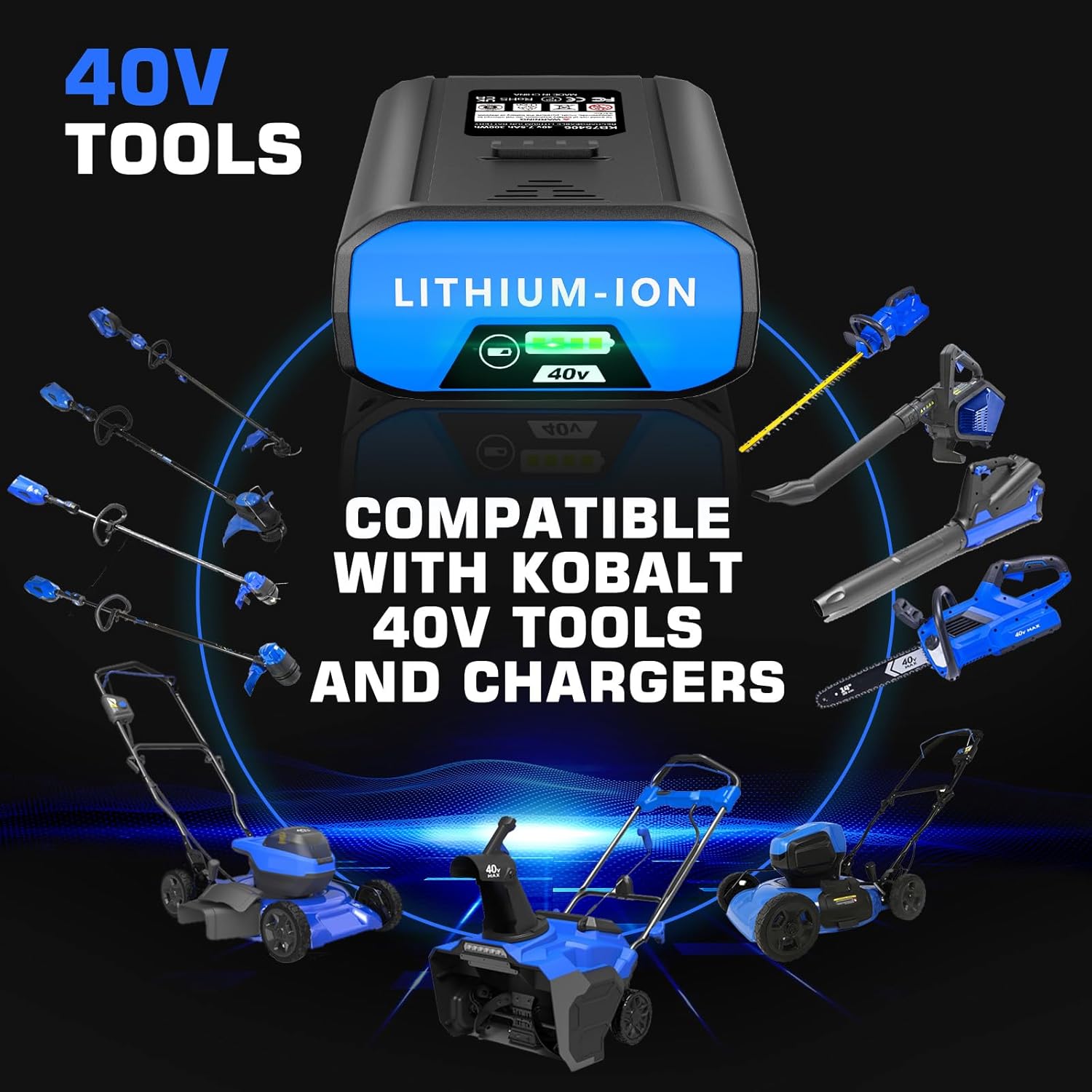 40V Replacement for Kobalt 40V Battery 7.5Ah KB-540-06 KB440-06 KB240-06, ‎40V MAX Lithium-Ion Battery Compatible with 40 Volt Kobalt Cordless Power Tools