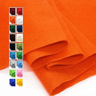 Orange Felt Fabric 36" X 36"(1 Square Yard), 1.6mm Thick Soft and Durable Flexible Craft Felt by The Yard for Sewing DIY A...