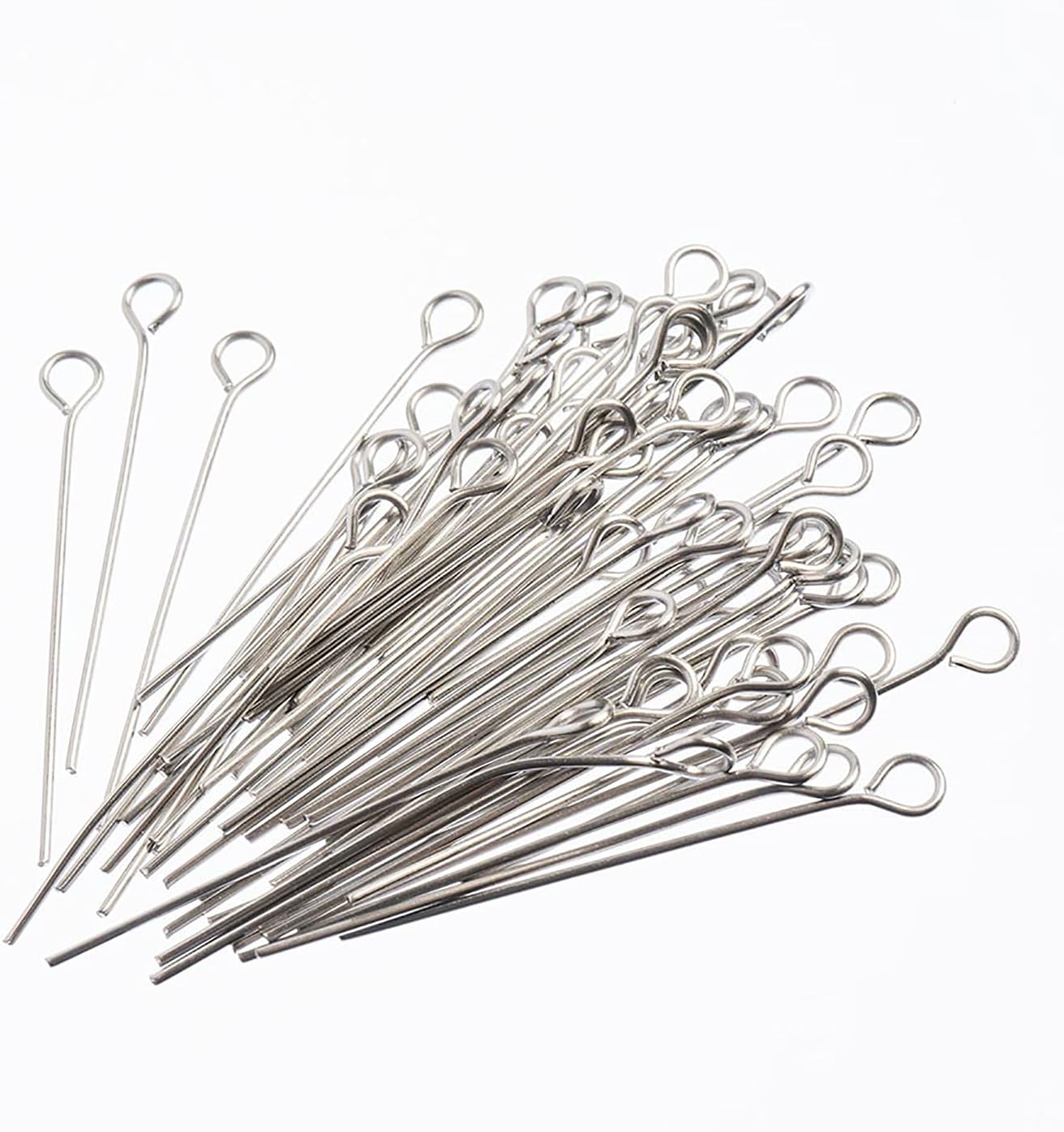 John Bead 100pcs Stainless Steel Eye Pins 40mm 100pcs - Jewelry Findings Kit for DIY Jewelry Making Supplies Findings