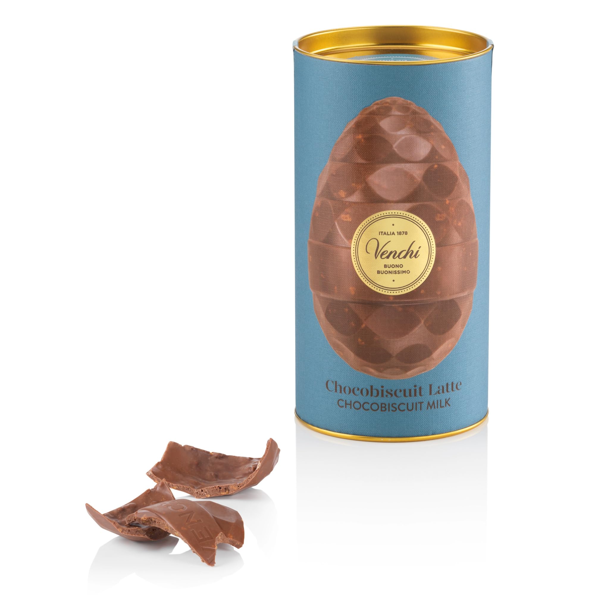 Venchi - Uovo di Cioccolato, Gusto Cioccolato al Latte con Granella di Biscotti, con Sorpresa, Senza Glutine, 150 gr, Collezione Pasqua, Idea Regalo