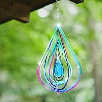 Vista 5 de Jetec 2 piezas de molinillos de viento reflectantes al aire libre de acero inoxidable pájaro carpintero dispositivos disuasorios de metal 3D