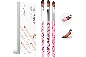 3Pcs Acrylic Nail Art Brushes Set - Size #8 Detail Brush For...