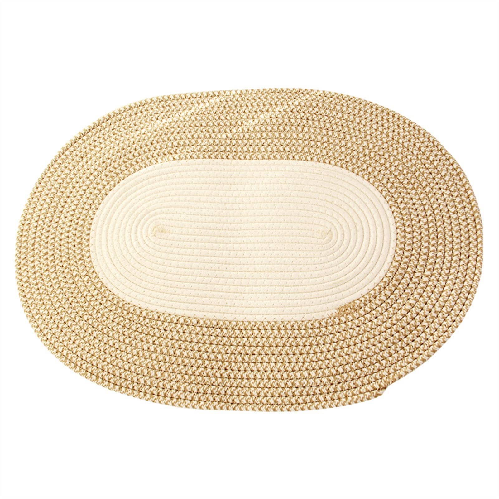 Tapis de lin et coton tissé main style français ovale pour salon élégant style B