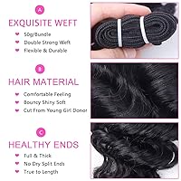 Vista 5 de Extensiones de cabello humano brasileño rizado profundo con cierre, 3 paquetes con cierre (10, 10, 10, 10+10), parte media, 4 x 4 pulgadas, cierre