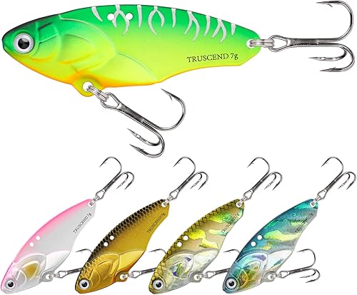 TRUSCEND Cebos Giratorios de Pesca Swim o Jig para Agua Dulce y Salada, Señuelos de Pesca Rooster Tail para Trucha Lubina Lucioperca Crappie Salmón