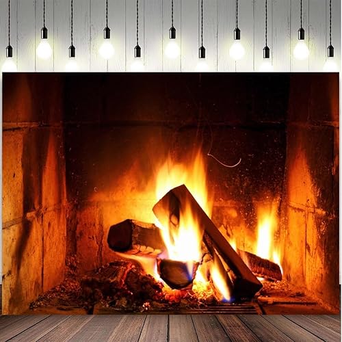 Miniatura 5 de Telón de fondo de leña ardiente de 5 x 3 pies, chimenea ardiente, fuego ardiente, bosques en llamas, fondo cálido, fotografía, invierno, camping,