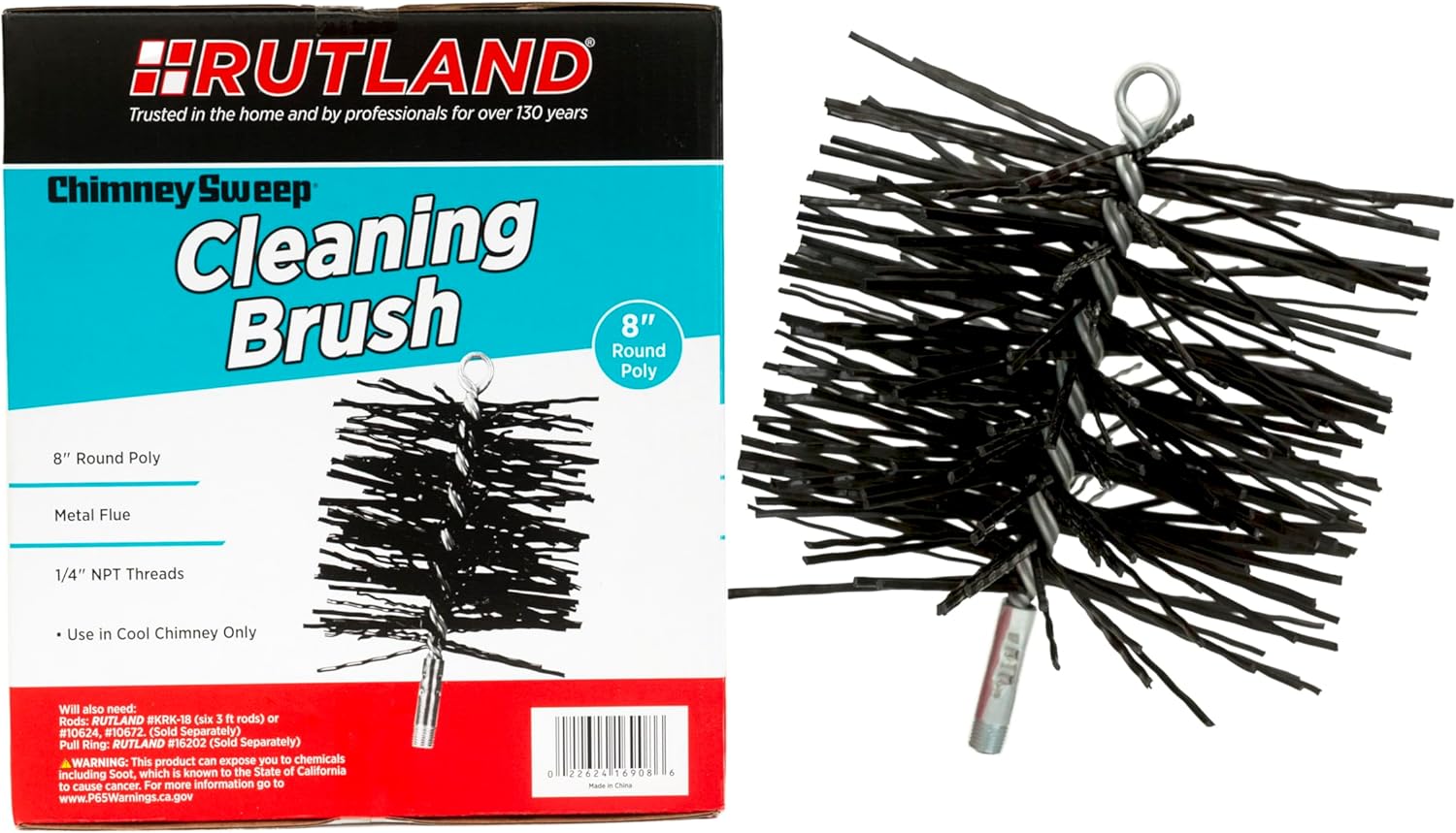 Rutland Products 16908 8-Inch Poly Chimney Cleaning Brush