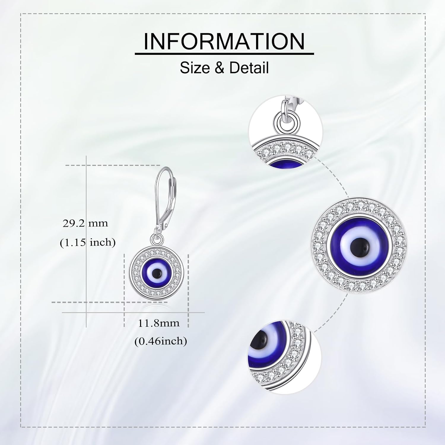 Evil Eye Earrings Sterling Silver Evil Eye Dangle Drop Earrings Good Luck Protection Amulet Jewelry for Women - Image 4